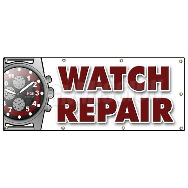 WATCH REPAIR BANNER SIGN batteries jewelry gems bands appraisals